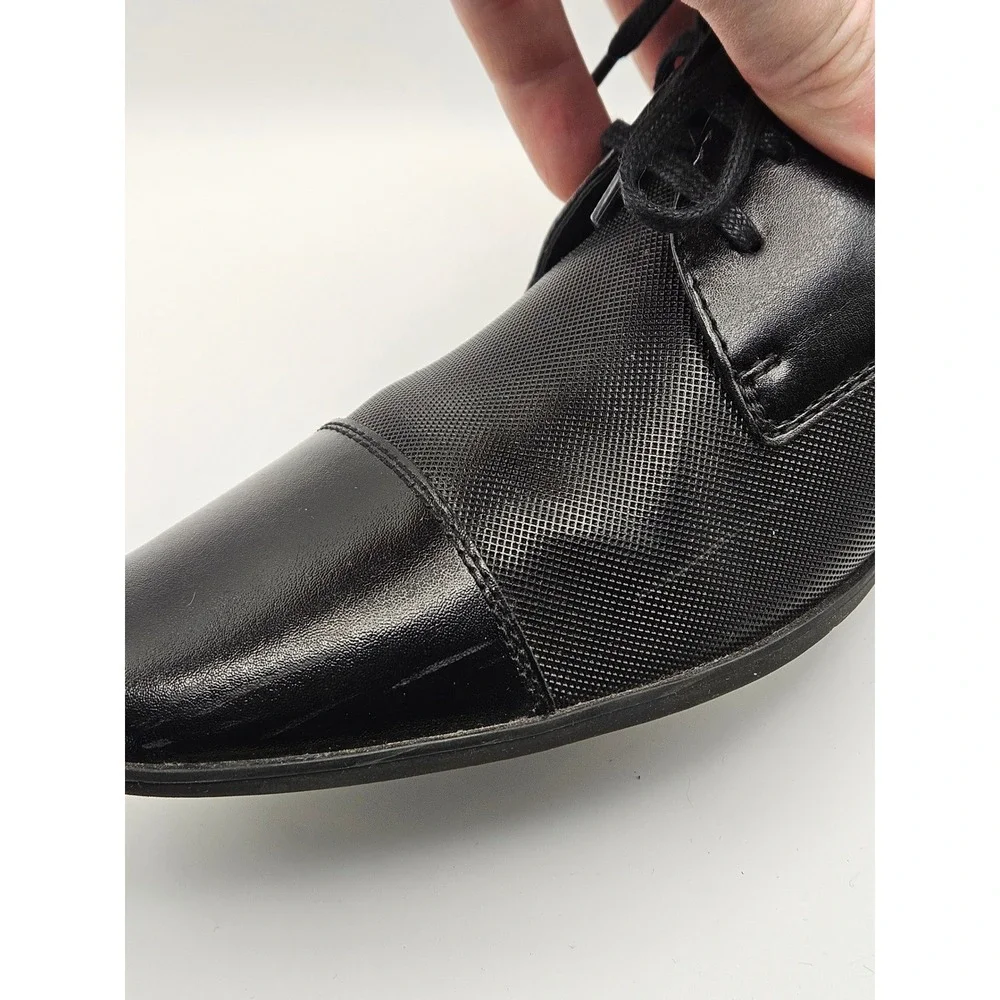 Calvin Klein Bram Black Diamond Textured Cap‎ Toe Oxford Dress Shoes 34F4280 9.5